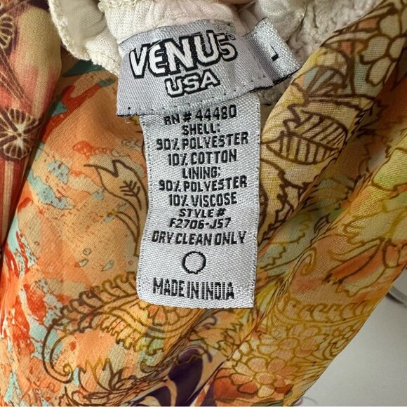 Venus USA tank top halter tie up beaded accent boho floral paisley flowy orange - Picture 4 of 7